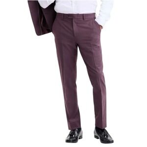 Bar III Mens Slim fit Dress Pants Wool 32W 30L Purple Plum Solid E121819
